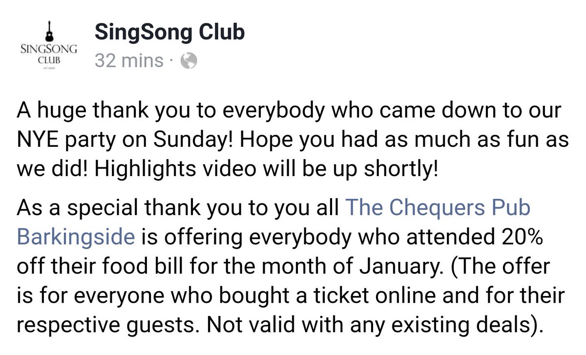 Did you attend our New Years Eve party?
#nye2017 #singsongclub #thechequers #barkingside #redbridge