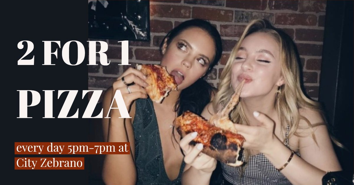 CityZebrano's tweet photo. #PIZZALOVERS may we have your attention, please? What's better than 1 #pizza? YES!2 pizzas for the price of 1! #goodtime #friends https://t.co/yICXFMWzrI