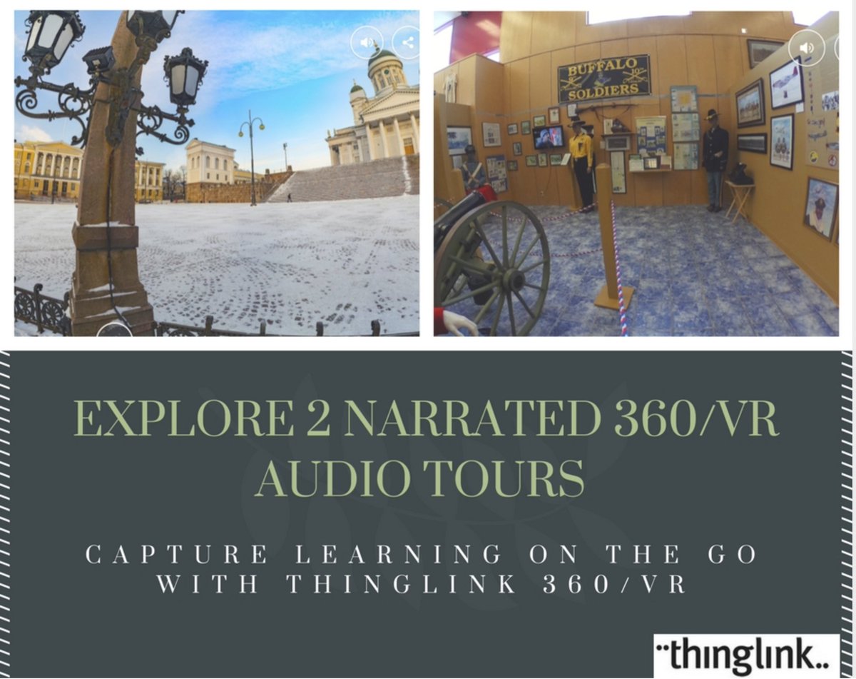 telportVR's tweet photo. Explore 2 Narrated 360/VR Audio Tours https://t.co/TG37734YXU created on the spot with #ThingLink360 #VirtualReality #VRFieldTrip #placebacedlearning #k12 #highered https://t.co/ievNt6N3ZY