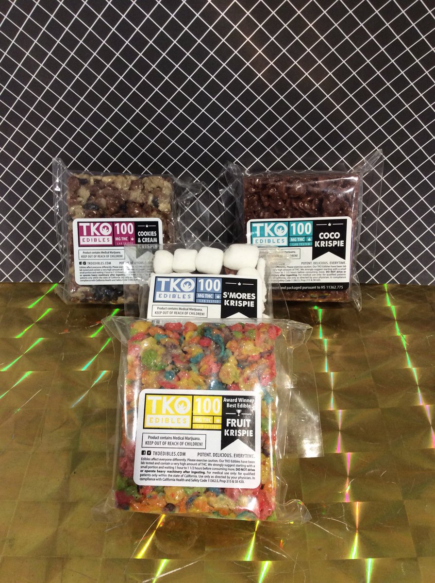 Trevi420's tweet photo. Our TKO krispies are guaranteed to be potent and delicious every time. We have a variety of flavors to accomodate any and every sweet tooth! https://t.co/y0ufuMRfEo