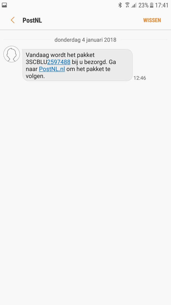 barryschutte_'s tweet photo. @PostNL Heb ook gewoon een SMS gehad vandaag en er stond dat hij onderweg was. https://t.co/N5K6JAmWwp