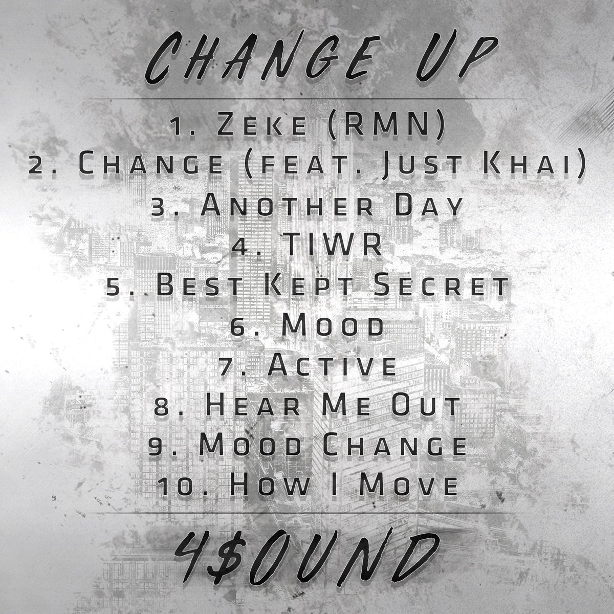 4SoundENT's tweet image. “My new project “Change Up” is now streaming on SPOTIFY and SPINRILLA! Over the past year I’ve made so many CHANGES and have grown so much in every aspect of my life, this is the perfect body of ART that I feel can best represent me as WE ALL begin 2018! Thank ya and enjoy” -ZeKe