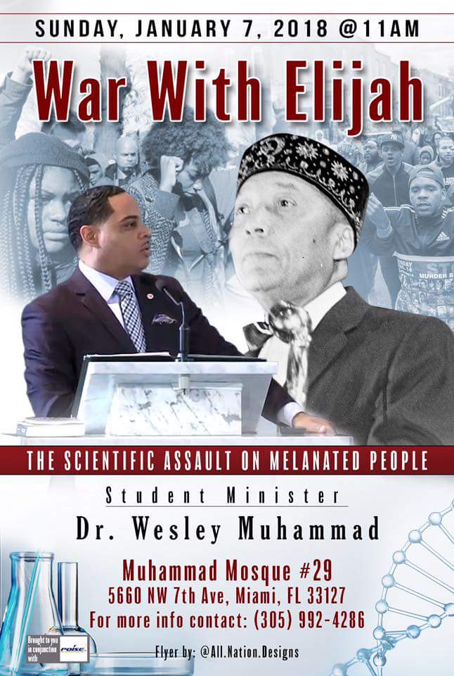 allahteam's tweet photo. RT Tomorrow @WesleyMuhammad is speaking at the 2018 Black Boys Day in Miami, Florida. And Sunday, at the 7th Region Mosque #MM29 in Miami.
Please join us. https://t.co/GYqGjc9YtS