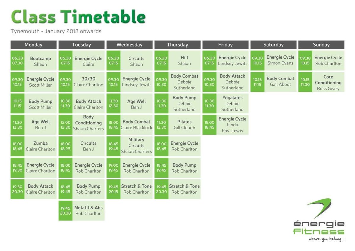 EFTynemouth's tweet photo. 💫2018 NEW CLASS TIMETABLE 💫 https://t.co/QxZTd44on7