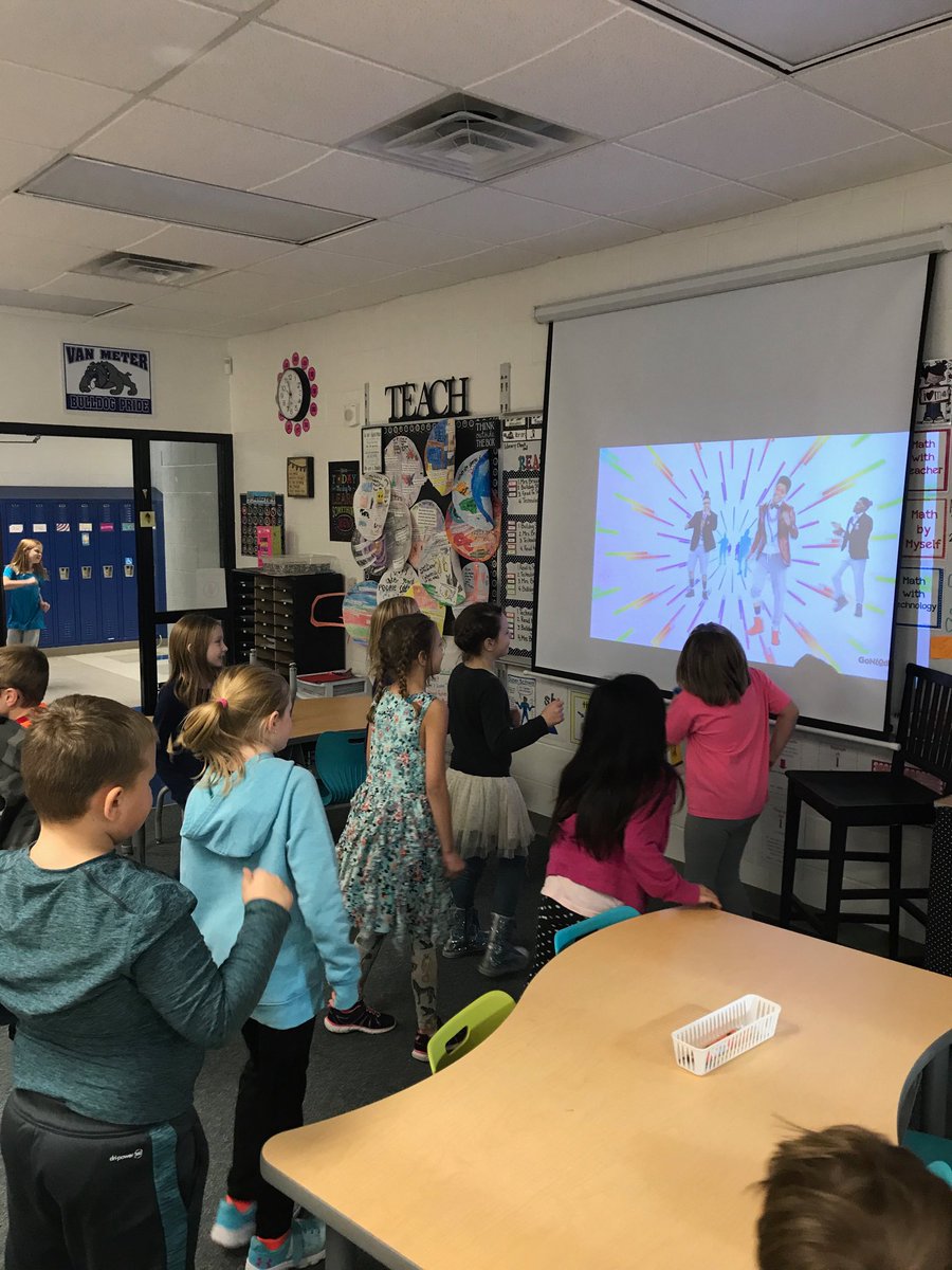 stacibraun's tweet photo. VM 2nd grade enjoy getting physical with GoNoodle for indoor recess#vanmeter https://t.co/H3TNXt5nDd