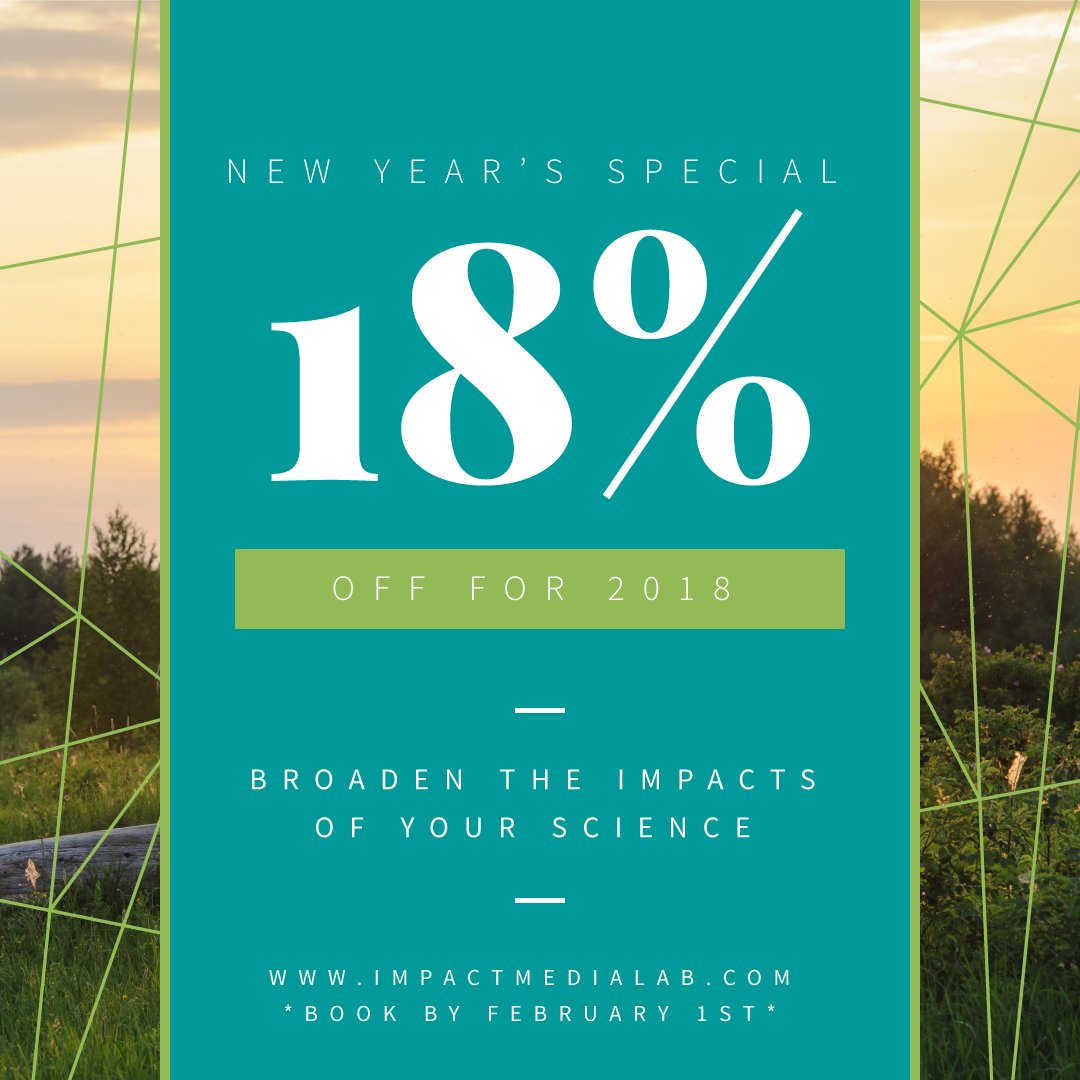 impactmedialab's tweet photo. Got an outreach idea for 2018? A film? New website? Interactive web application? Book today and save! #BroadenYourImpacts #DreamBigger #ShareYourScience #SciComm #Make2018YourYear https://t.co/o5WIVIbLGu