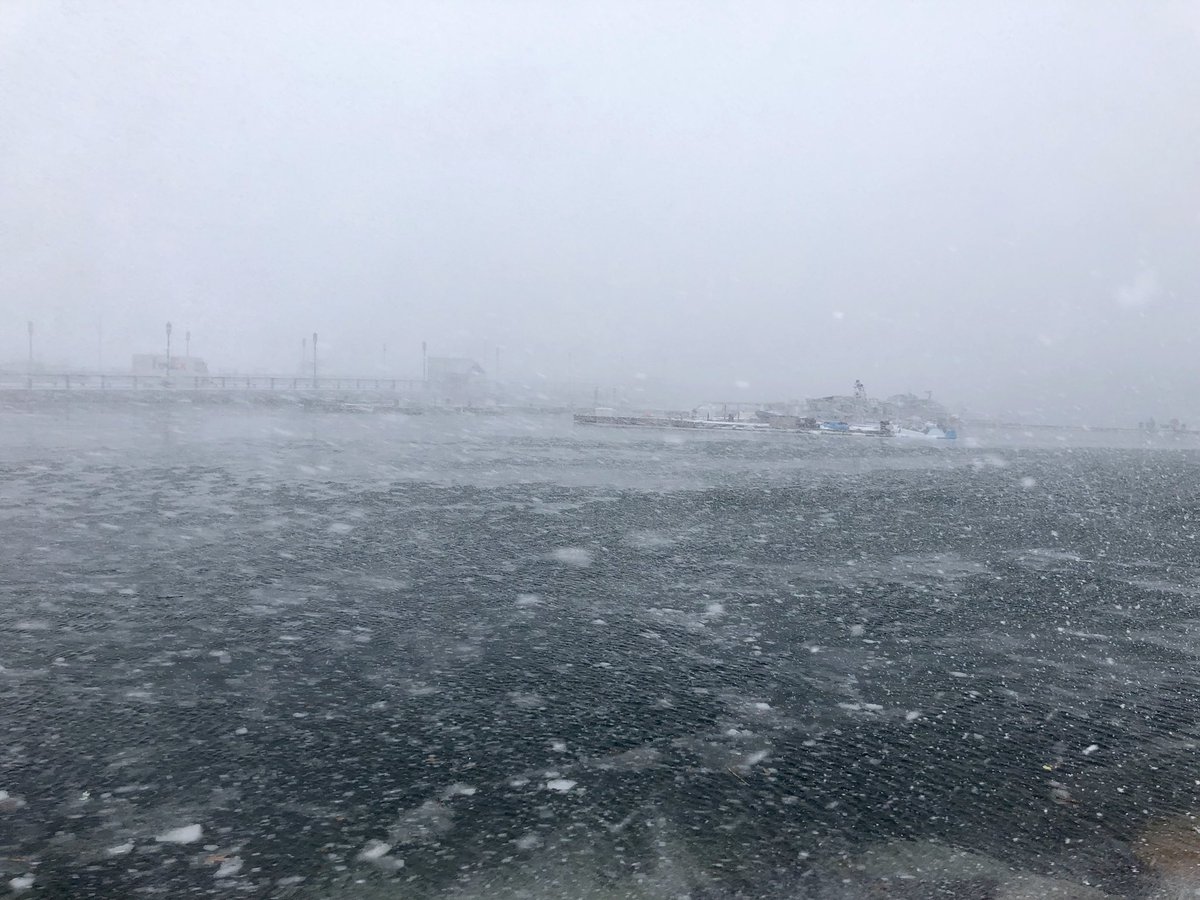 JDSheehy's tweet photo. Water from Boston Harbor almost over the L Street Bridge connecting South #Boston to the #Seaport now! #Grayson 
@weatherchannel @TWCAlexWilson @7News @WCVB https://t.co/A8A4qq0ObB