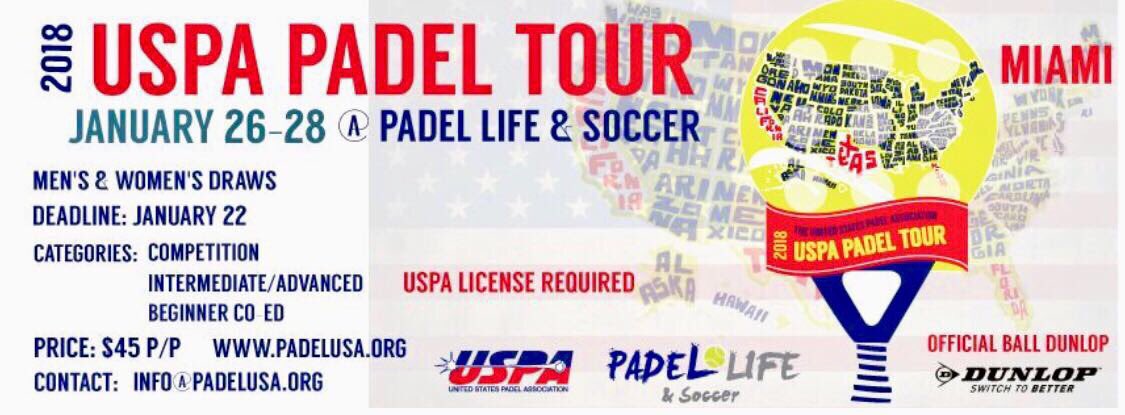 We are excited for the first USPA Padel Tour for 2018.  Hope to see you there.