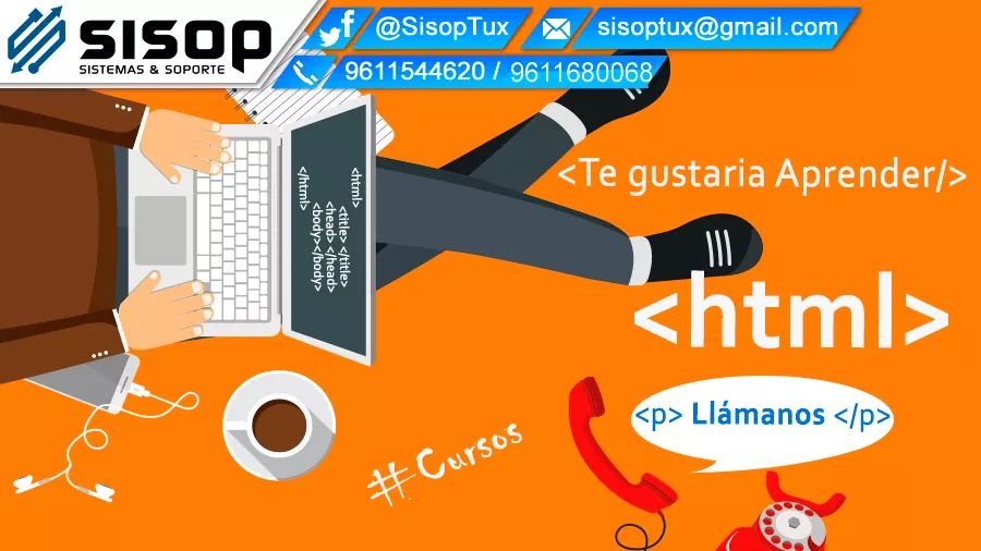 SisopTux's tweet image. Te gustaría aprender &lt;HTML&gt;, tenemos para ti cursos prácticos, llámanos a SISOP Sistemas &amp; Soporte Informatico.
#AprendeHtml #Cursos #Chiapas