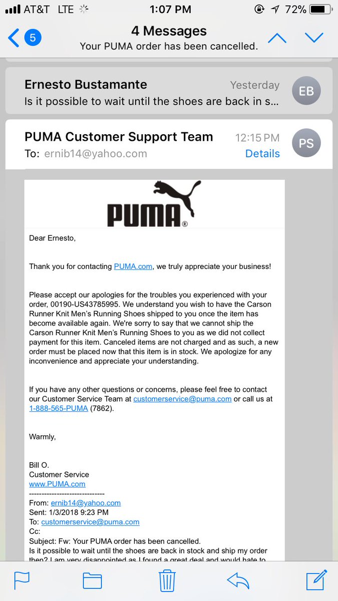 call puma customer service