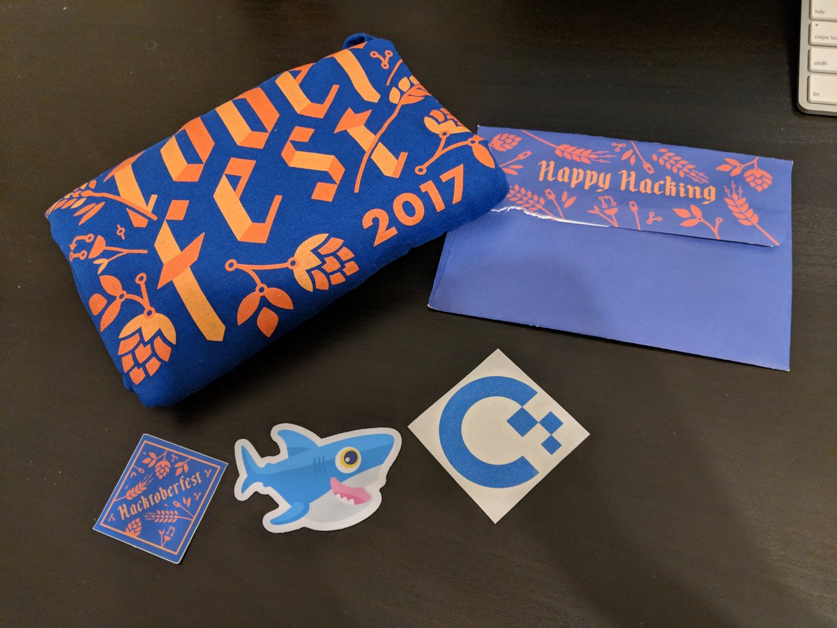 LandTanin's tweet photo. Just receive my #Hacktoberfest2017 t-shirt. 😎 Such a great start with #2018 https://t.co/kLpxjL0qyG