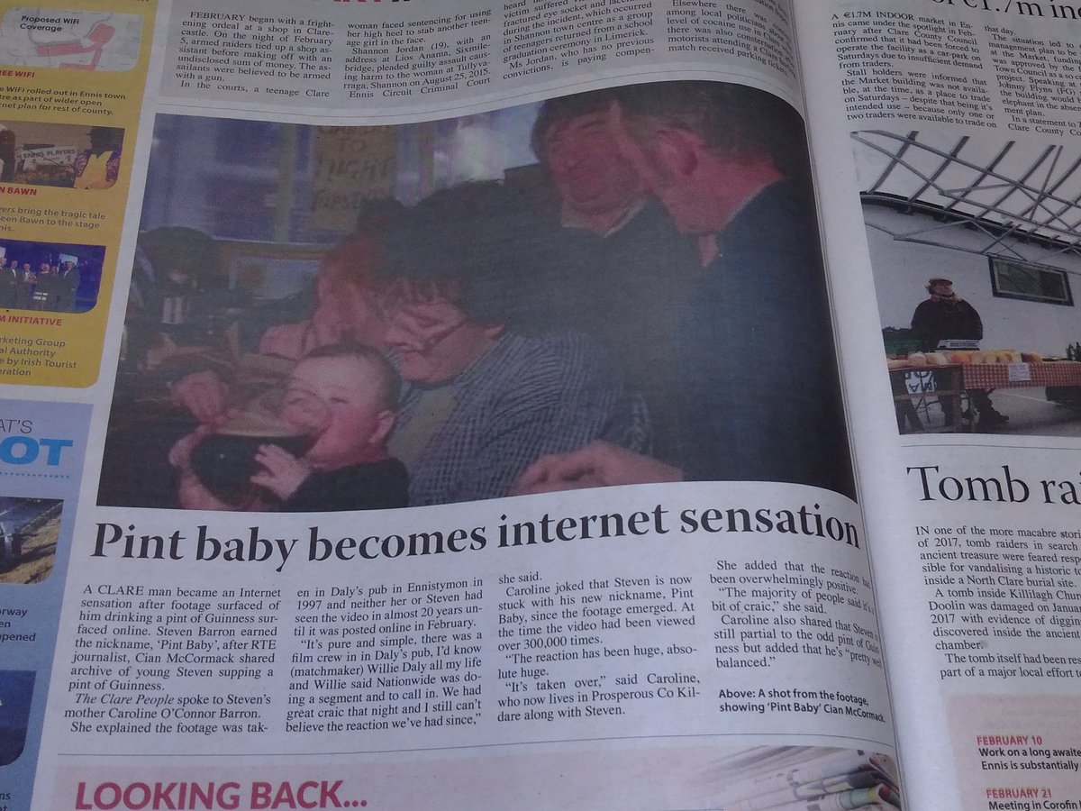 carolinekildare's tweet photo. #pintbaby making the The Clare People Newspaper round up of last year's top stories. https://t.co/ZIepnTLcFE