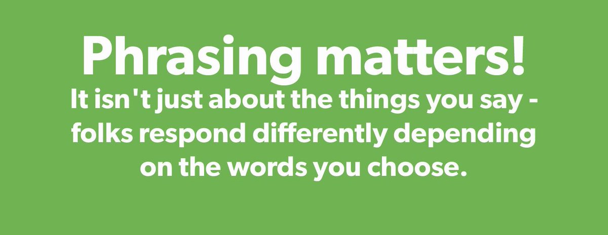 olark's tweet photo. Does phrasing matter? Definitely, says Barbara. It isn't just about the things you say — folks respond differently depending on the words you choose. https://t.co/1bmvGmNje2 #olarktips #wwbd #chattips https://t.co/TNKu4L1cvc