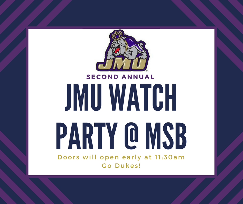 msbrewing's tweet photo. We are opening early this Saturday for our 2nd Annual JMU Watch Party! #MSBrewing #JMU #GoDukes https://t.co/WFWO44q2eW