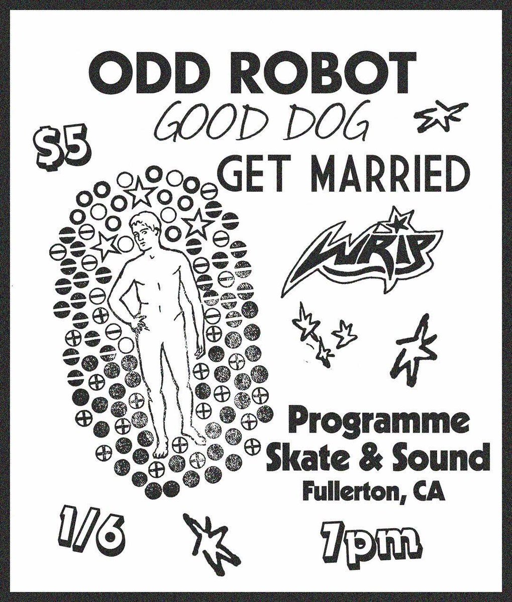 OddRobotBand's tweet photo. Odd Robot playing @programmehq January 6th with @getmarried408 , Good Dog and Wrip! #programme #wiretaprecords #programmeskate #fullerton #powerpop https://t.co/GdvMAkXxca