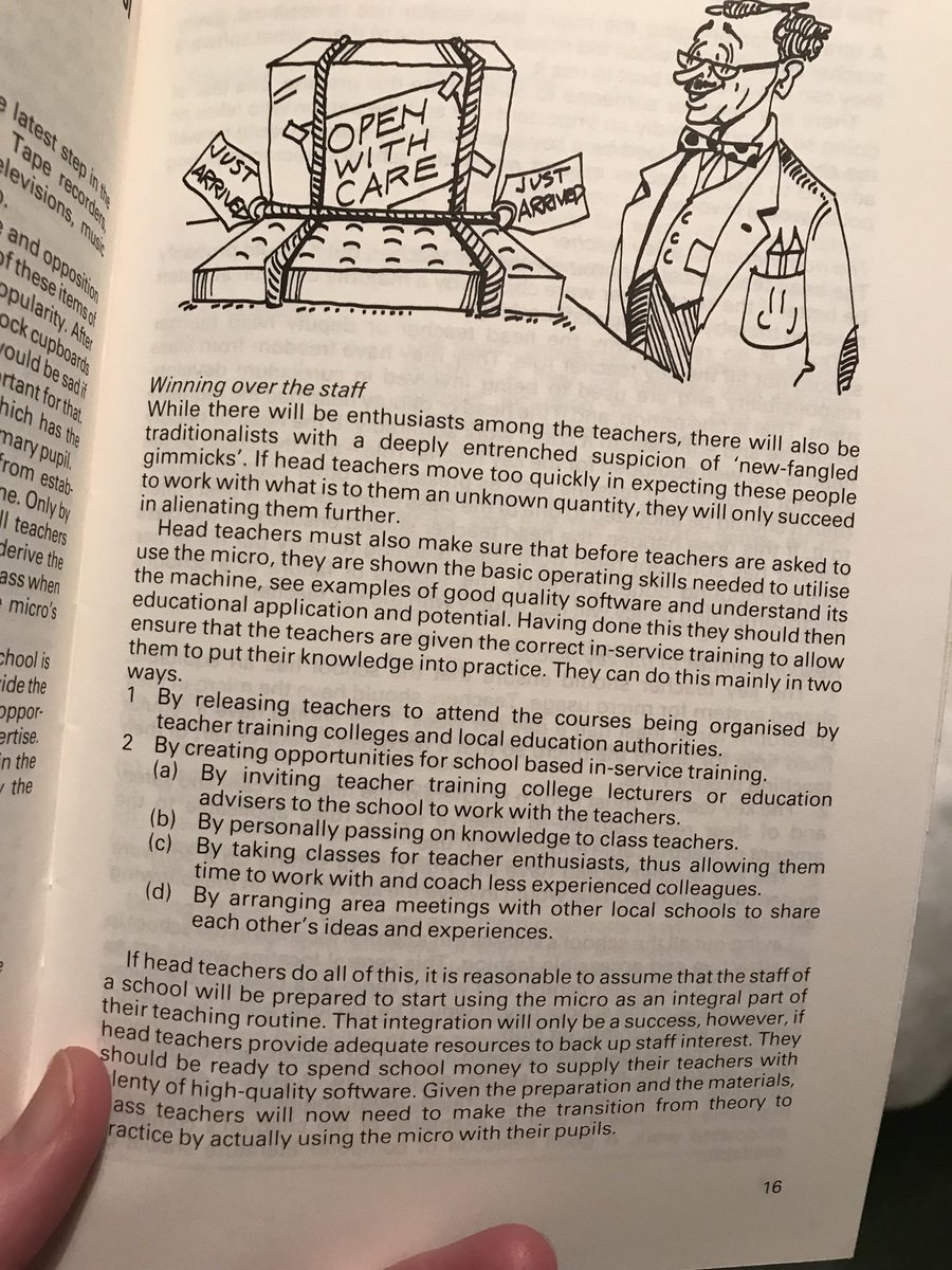 KJLBrack's tweet photo. Stumbled upon my dad’s 1984 book on using computers in schools today. A lot has changed in 34 years but the advice on ‘winning over the staff’ is still pretty spot on! 📺📺📺 https://t.co/AecOG93ADa