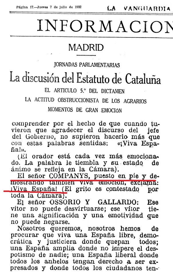 FerranAntequera's tweet photo. @josepvivesg @santiporqueros El Sr. Companys (el mártir de ERC) puesto en pie, emocionado exclamó "¡VIVA ESPAÑA! #Companys76 https://t.co/akgtKh6dsS … … https://t.co/RqZBnnwsgj