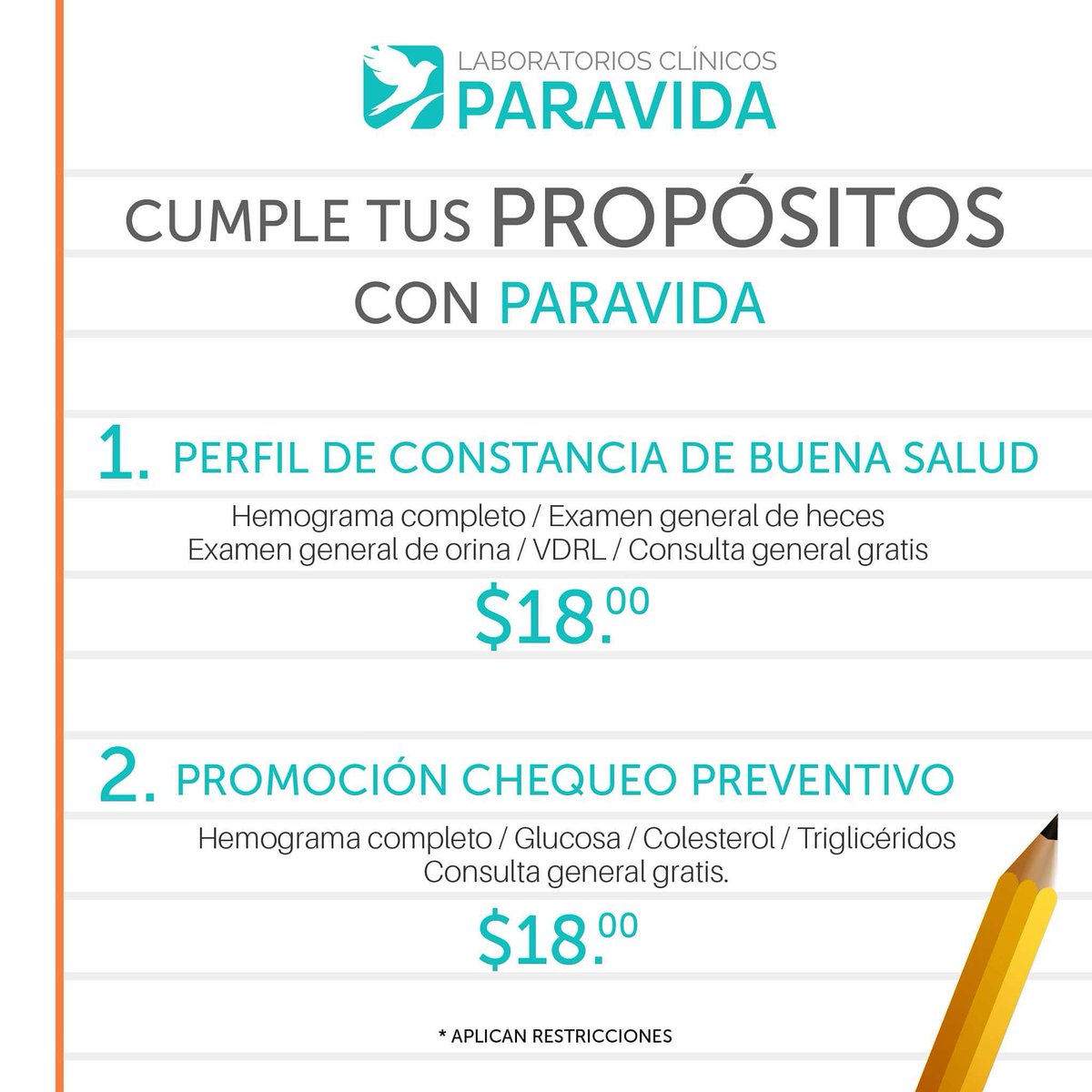 Asegúrate de iniciar este año 2018 gozando de buena salud con nuestras promociones de año nuevo en Hospital Paravida. Para más información, llama al tel. 2231-4092