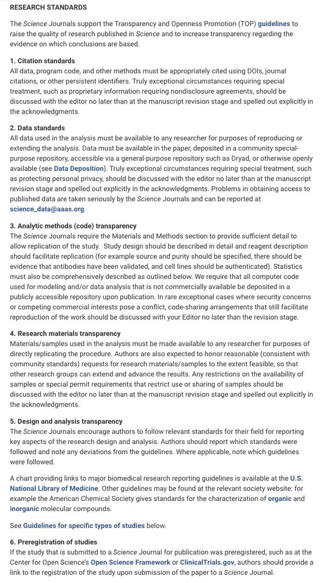 BrianNosek's tweet photo. Science Magazine enacts TOP Guidelines policies for all articles: open data, materials, code, and disclosure of preregistrations. #openscience https://t.co/H6ArMRYPUd https://t.co/lZmhoNmFxD