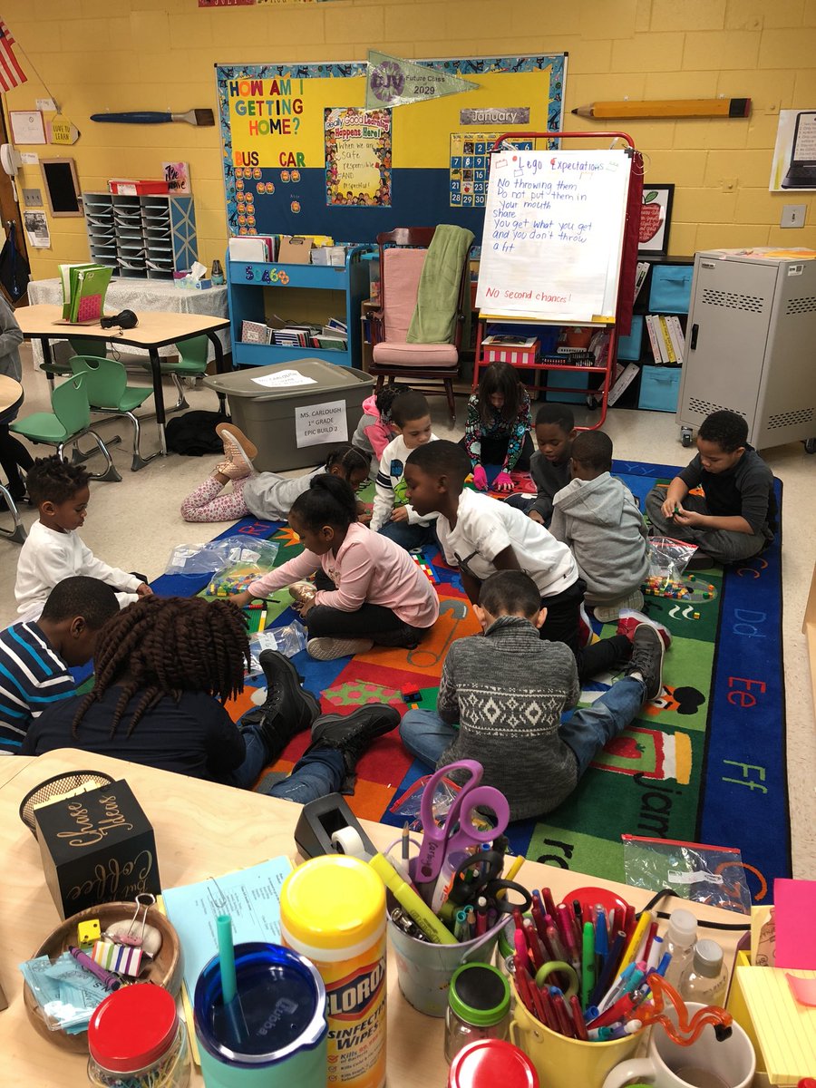 MsCarlough's tweet photo. Great first day exploring our new coding curriculum with Legos! Scholars are doing a great job sharing their Legos and working with a partner! #CMSDJV https://t.co/WqQXRIjNKe