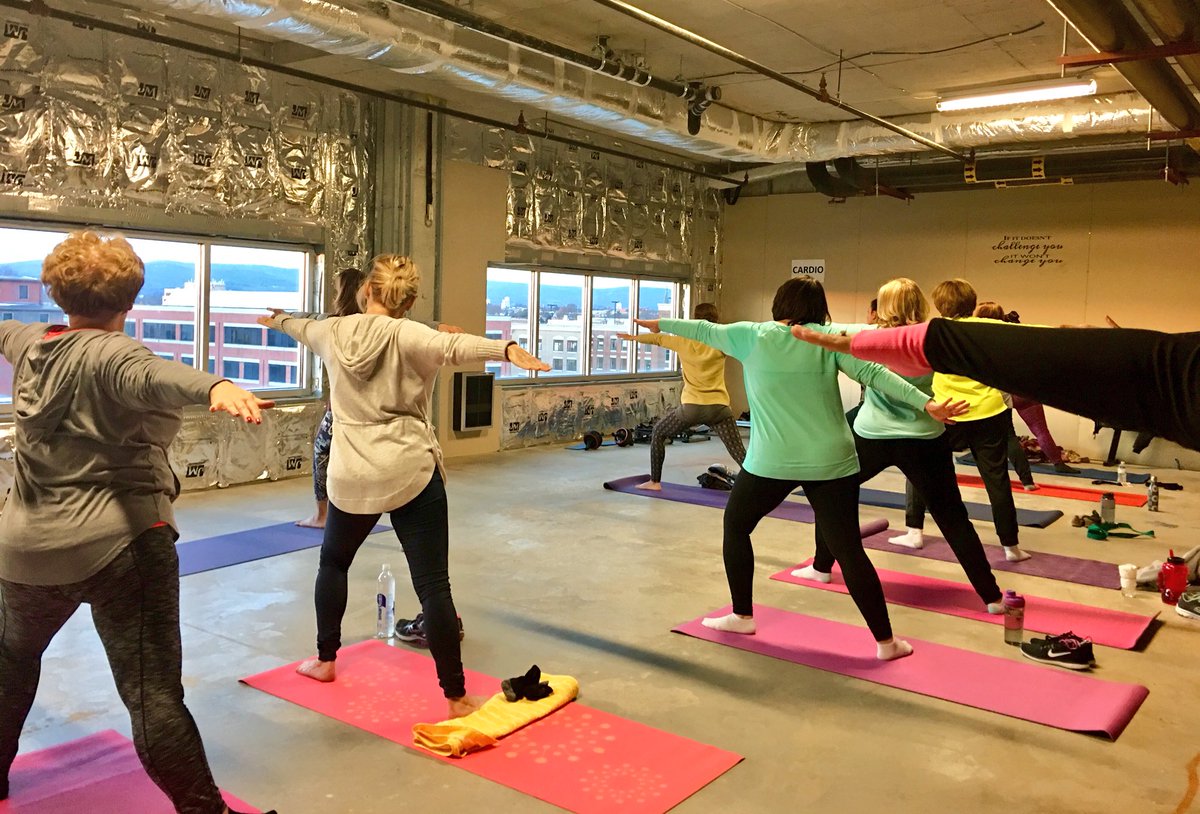 FCPSMDWellness's tweet photo. We’re starting the new year by engaging in mindful movement practices through yoga. Here are some central office staff at our first yoga session with @2healthnuts. 😊 #FCPSWellness https://t.co/9wFoxLzTdc