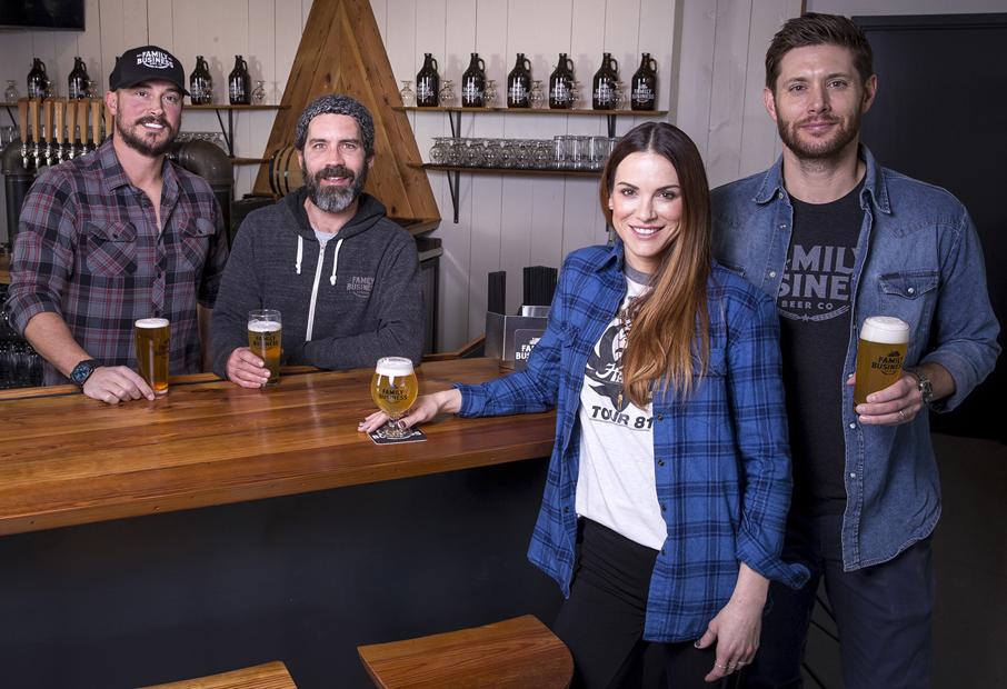 acklesupdates's tweet photo. Jensen and Danneel Ackles, Gino Graul and Nate Seale, who are opening @TheFamilyBeer within the next week, pose for some photos at the brewery's tasting room in Dripping Springs, Texas for @austin360! https://t.co/rFdBMm1lxi