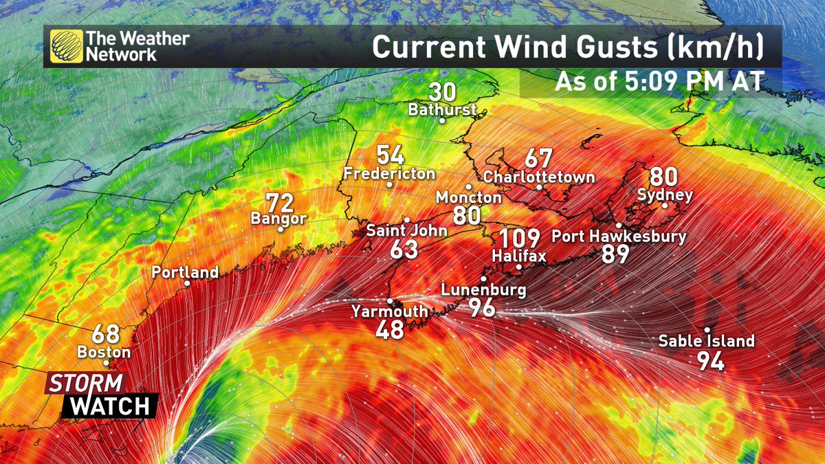 #Halifax has already beaten its sustained wind record for January at 81 km/h. Previous record was set in 1973. Imaged below are current wind gusts. Stat via <a href="/Pat_wx/">Patrick Duplessis</a> #ATLstorm #NSstorm