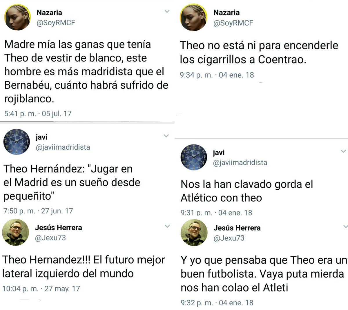 como han cambiado las opiniones sobre theo hernandez no?