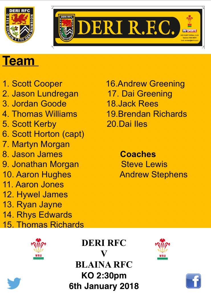 Broncos team for Saturday should be a great opener to the second half of the season come and support the boys.
