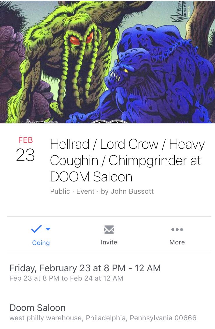 sirlordcrow's tweet photo. Got one hell of a Philly show coming up in feb with Hellrad,Heavy Coughin and Chimpgrinder https://t.co/1BYByTA33y