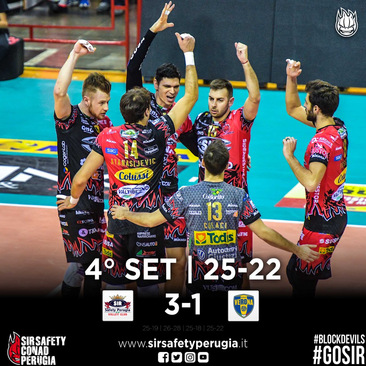 SIRVolleyPG's tweet image. Iniziamo il 2018 con una bella vittoria in casa di fronte al nostro pubblico: 3-1 contro Verona e siamo ancora davanti! #4SET (25-22) #PerugiaVerona #Superlega #GoSir #BlockDevils #RCD #ORAèADESSO