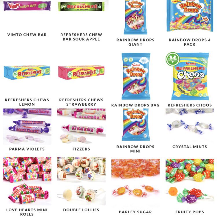 All of the sweets pictured by Swizzles! (Please be careful wth similar products- if not pictured it's not vegan) 