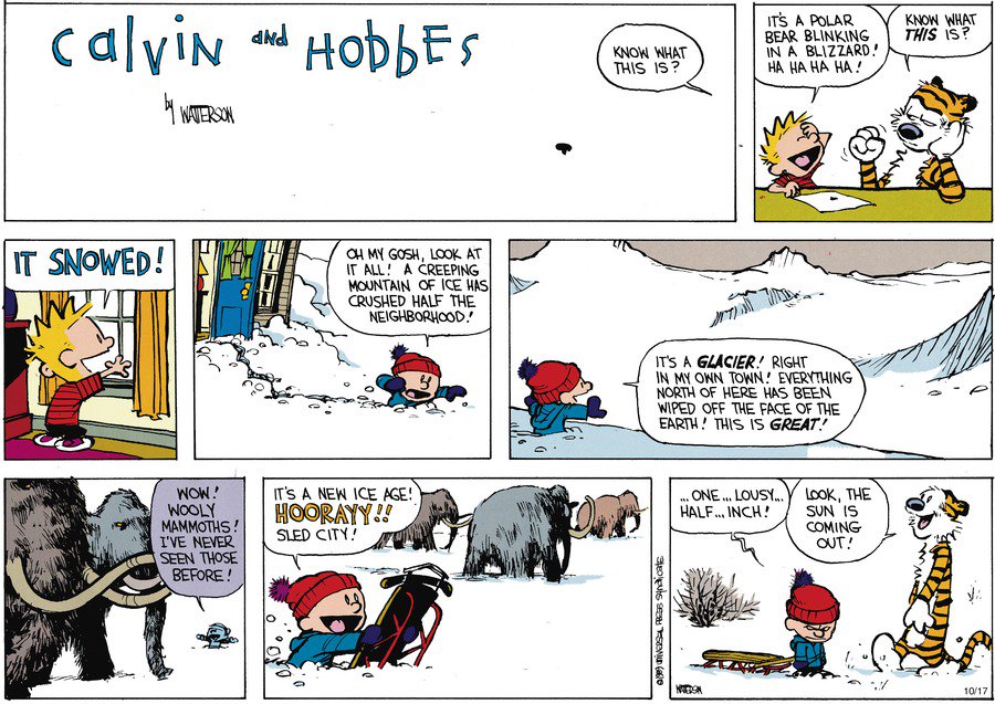 Image result for one lousy half inch calvin and hobbes