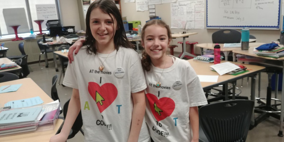 UniversityACES's tweet photo. Our girls love to code so much they made shirts about it! #UniversityACES #codingisfun #AHSchools #scratch #codeorg https://t.co/zx6qu6oDAm