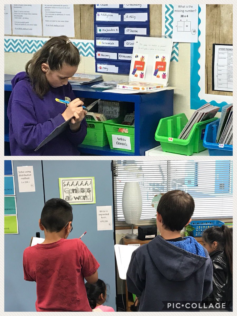 4th grade Ss take a “math walk” around the classroom. 28 problems posted around the room, including a few challenge questions. #studentengagement #getupandmove <a href="/Gr8HappensHere/">Veronica Powell</a>