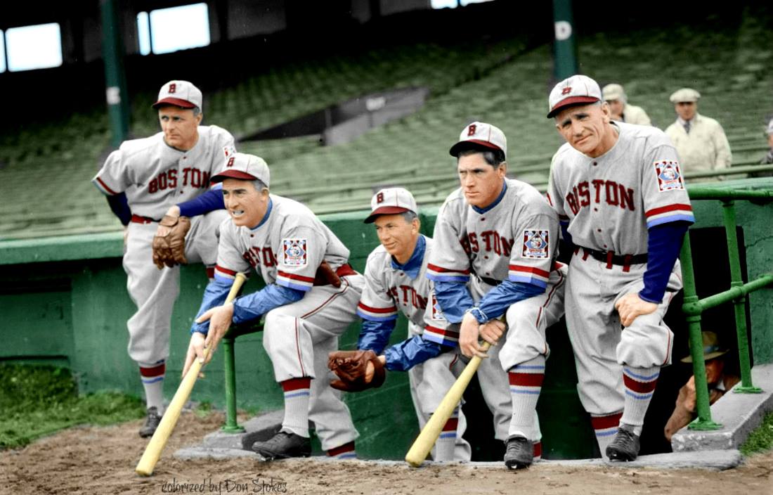 Old-Time Baseball Photos on X: 1939 Boston Bees, Braves Field - (l to r:)  Fred Frankhouse, Al Simmons, Red Barkley, Buddy Hassett, and manager Casey  Stengel. Bees finished in 7th place with