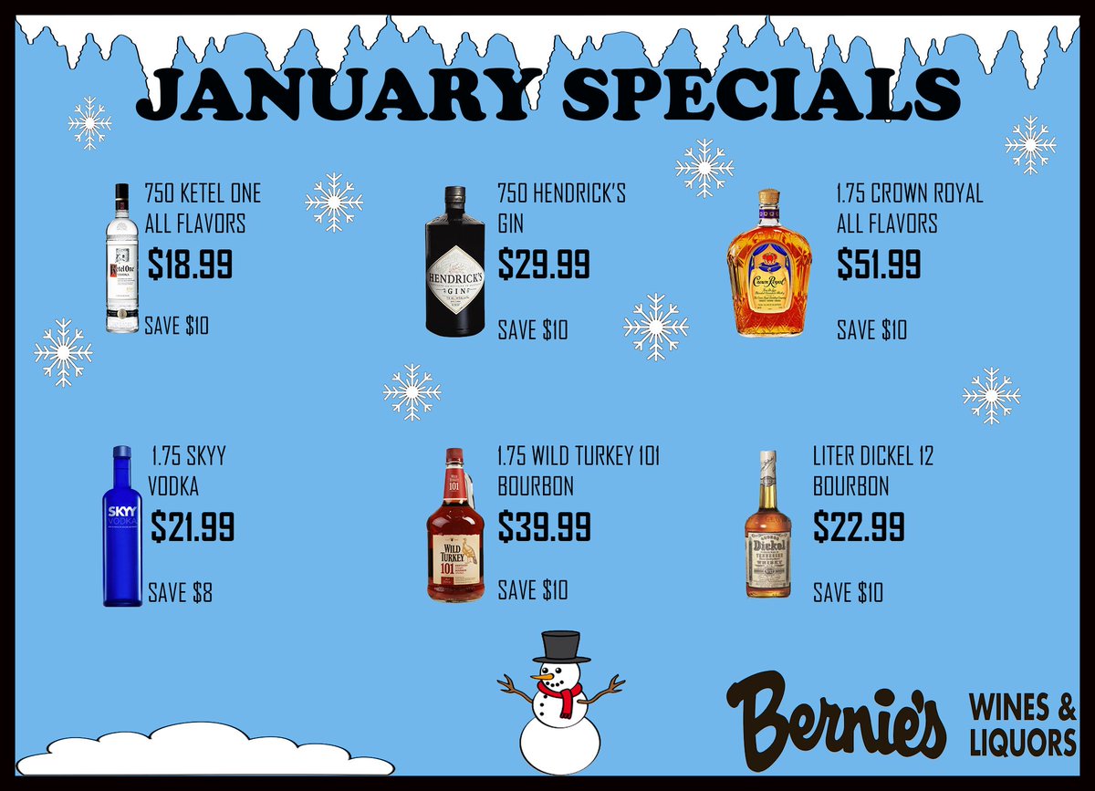 Warm up with these specials all month at Bernie's.