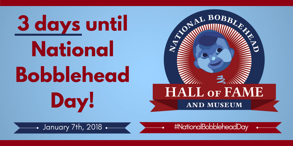 BobbleheadHall's tweet photo. Can we get to 5,000 followers by #NationalBobbleheadDay, which is only 3 days away? RT to help us get there. If we hit 5,000 by 1/7, one person who retweets this will get $50 in BobbleBucks for our Online Store (https://t.co/w2PSH5uwnC)! https://t.co/AQLkB6CXPH