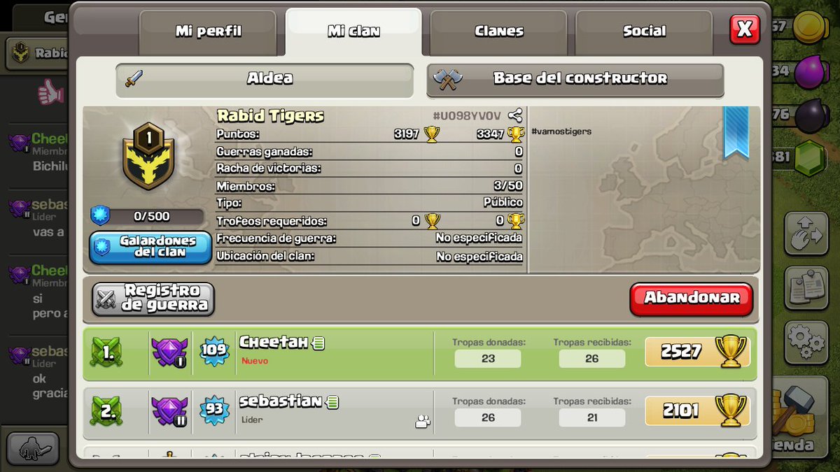 scoundrelSD's tweet photo. Vamos gente, que ya tenemos el clan de los #tigers en #CoC! Ya os podéis unir que no hay mínimo (de momento)! Ven a formar parte de este gran proyecto de los #RabidTigers!! #ClashOfClans #vamosTigers https://t.co/zy5WGejrNx