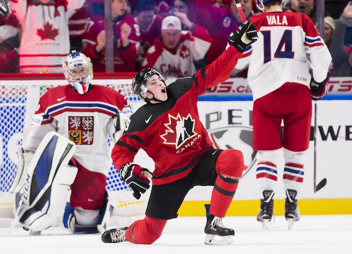 HATS OFF: Drake Batherson scores a hat trick to lead Canada to a 7-2 rout of Czech Republic as Canada advances to the gold medal game against Sweden at the #WorldJuniors. tsn.ca/1.959607 #TSNHockey