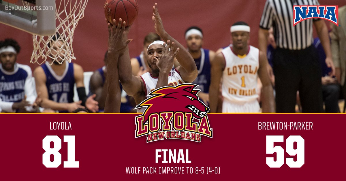 LoyolaWolfPack's tweet photo. MBB: Wolf Pack defeat Brewton-Parker 81-59 behind a career-high 21 points from Ben Fields to improve to 8-5 on the season.

Both Loyola basketball squads return to action Saturday in SSAC matchups against Middle Georgia State. https://t.co/StxDsKbaSH