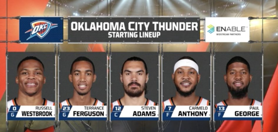 Starting Lineup in LA tonight. #OKCvsLAC