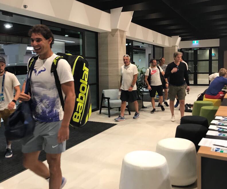 AustralianOpen's tweet photo. .@RafaelNadal has arrived😀

Welcome to Australia, No.1! https://t.co/O0fysGBopr