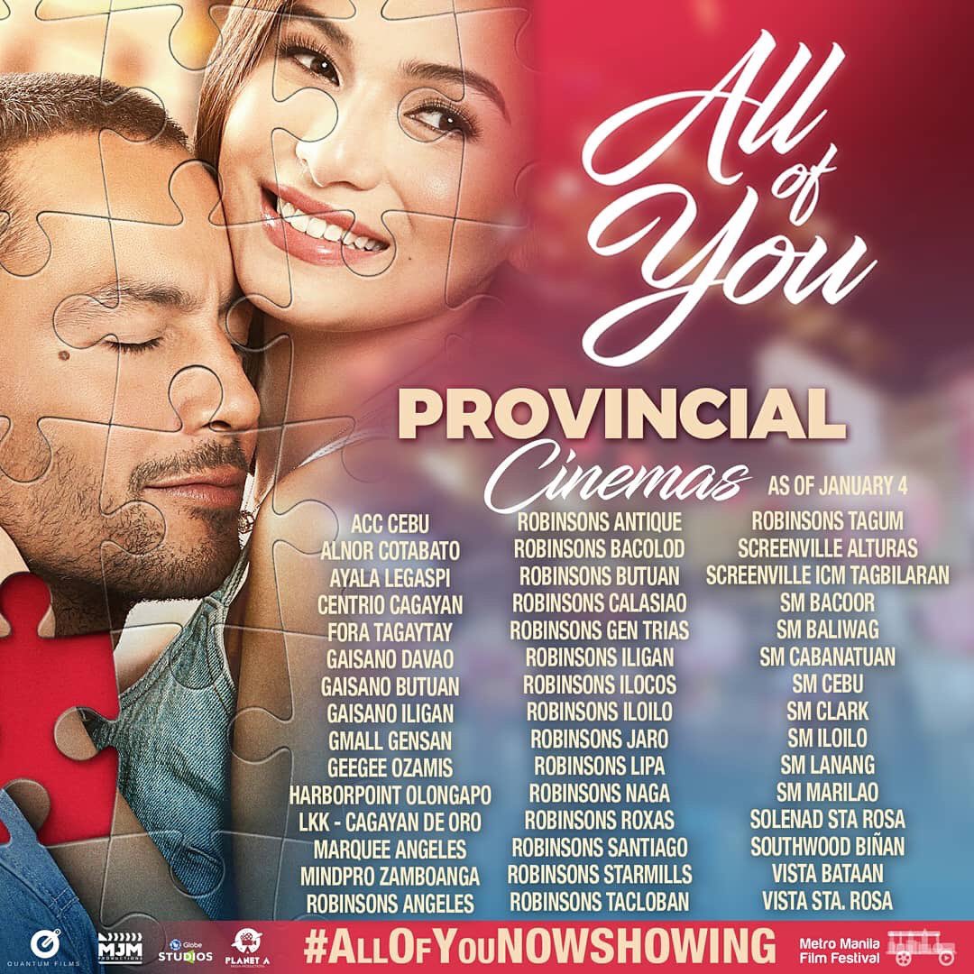 Jennylynians's tweet photo. Keep supporting last 3 days of the #mmff . Watch #AllOfYou today and request for extension at the movie houses near you 👍 https://t.co/4HtdK4FLjv