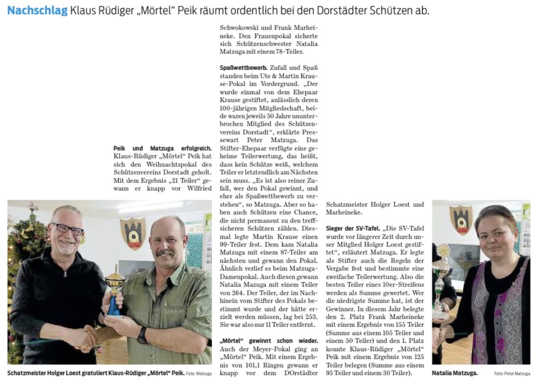 SVDorstadt's tweet photo. Wolfenbütteler Zeitung vom 5. Januar 2018
Schützenverein Dorstadt 
Weihnachtskaffee 2017 #Dorstadt #GemeindeDorstadt #Schützenverein #SchützenvereinDorstadt #Weihnachtskaffee #Oderwald #SamtgemeindeOderwald https://t.co/ddjGtid799
