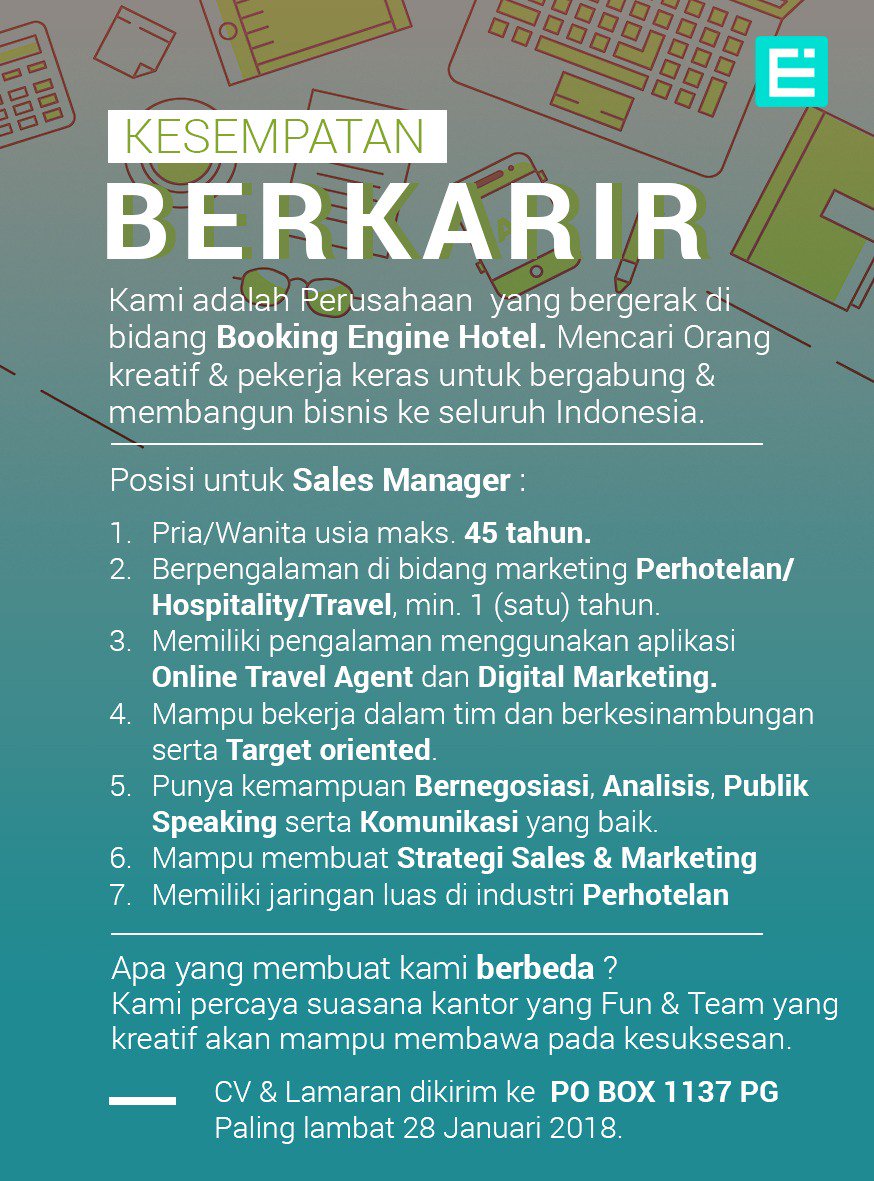 Lowongan Kerja Kerja PT. Ezy Prima Sukses, Info Lengkap: goo.gl/7vTCE2
#infoloker #lokerpalembang #loker #infopalembang #lowongankerja