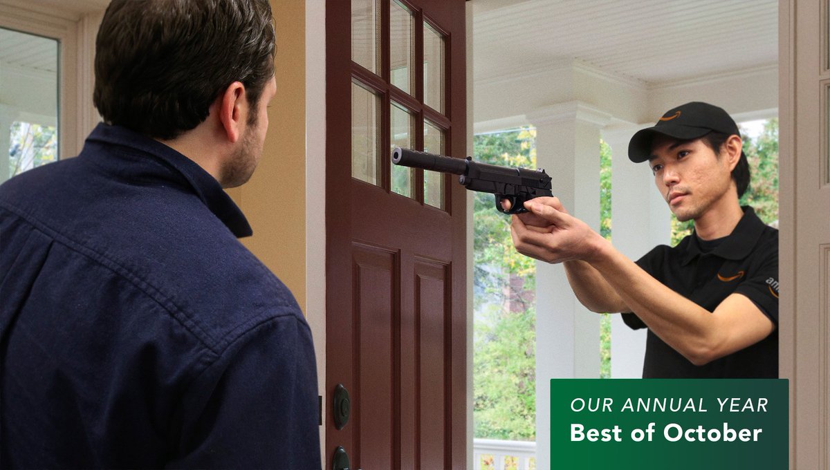 TheOnion's tweet photo. Popular New Amazon Service Just Comes To Your House And Kills You https://t.co/4VOheqF93l #OurAnnualYear https://t.co/HfDZGRLCpq