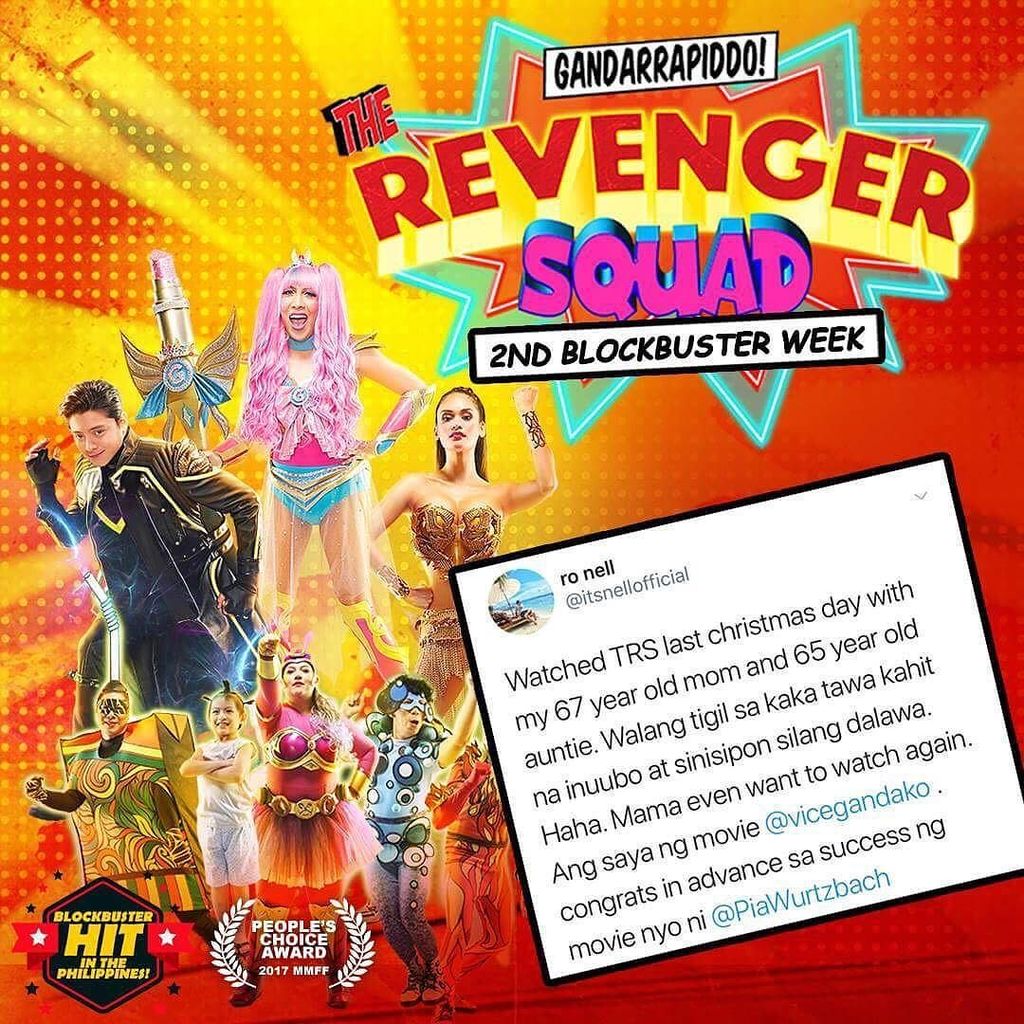 StarCinema's tweet photo. Walang tigil ang saya! Nood na! #TheRevengerSquad #TRS2ndBlockbusterWeek https://t.co/0ap5xSNfvc