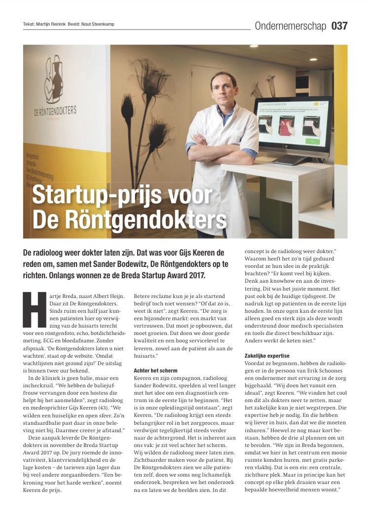 rontgendokters's tweet photo. Dit is een artikel uit het magazine @Arts_en_Auto . Gijs Keeren is één van onze radiologen op locatie. Het is een interessant artikel waar o.a. gesproken wordt over het idee achter ons concept! https://t.co/zL39dRQpXa
