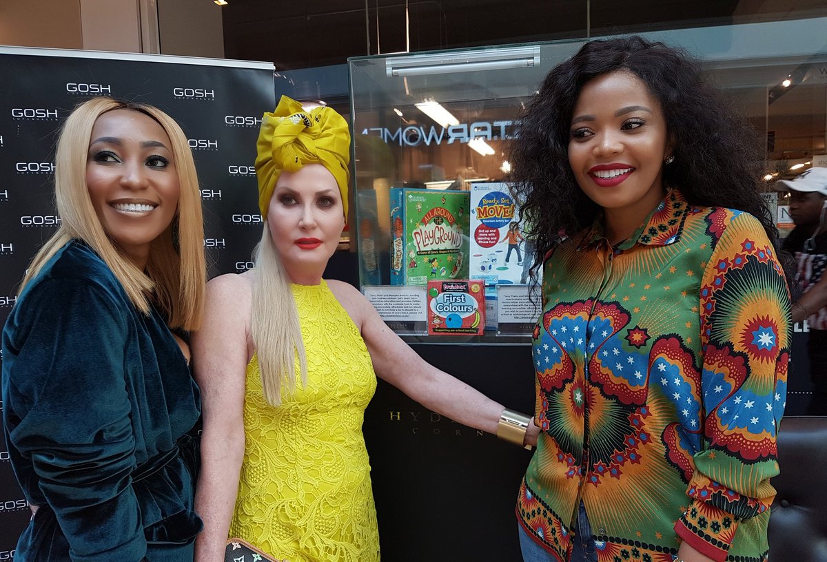 PalluSA's tweet photo. #FlashbackFriday and so say all of us @JoziStyle . @TerryPheto is stunning and so is her actress friend and biz partner @MamphoBrescia . At the launch of their new online venture #Letslearntoys. Teaching educational and cognitive skills . https://t.co/gmejG6fBsN